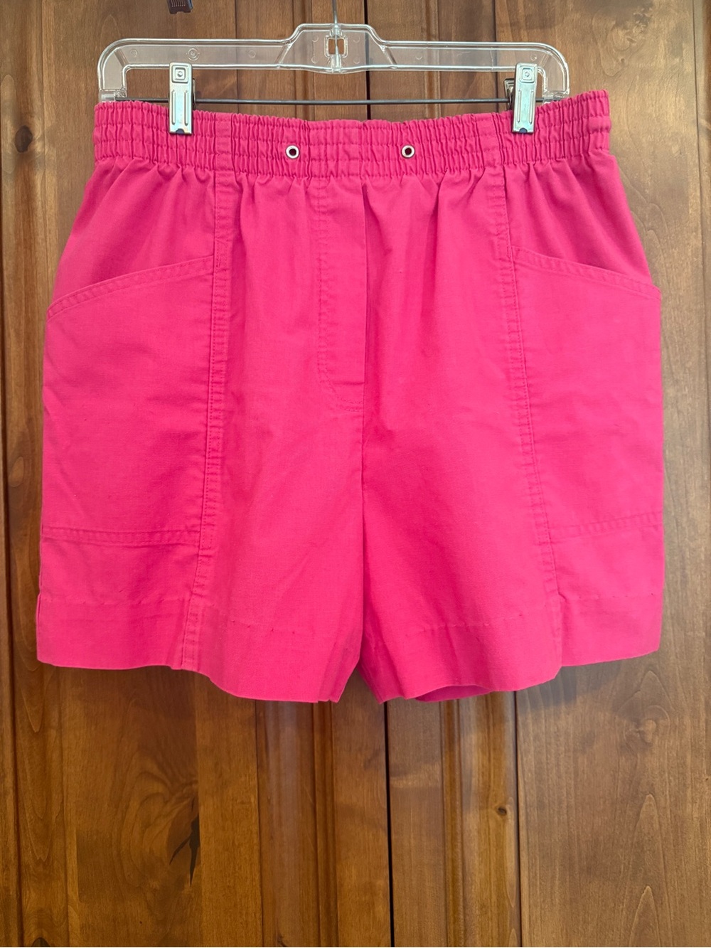 Vintage 90s Simply Basic Hot Pink Coastal Grandma Elastic Waist Shorts L